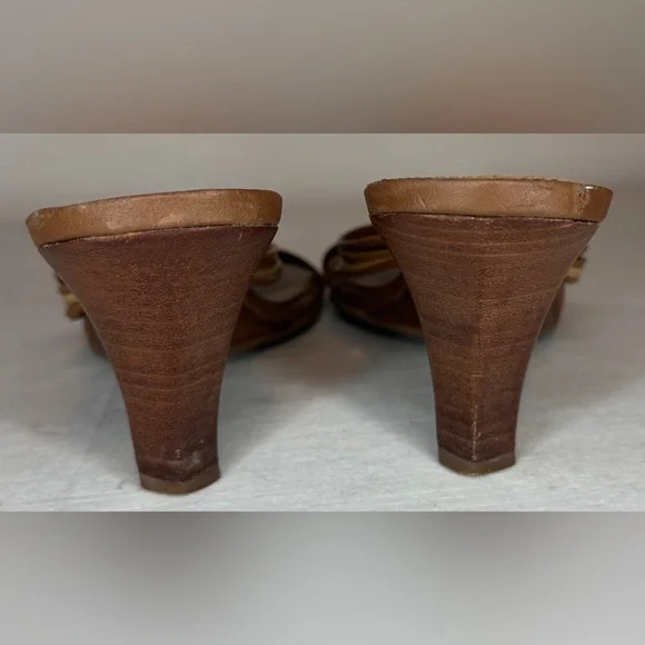 Hillard & Hanson Vintage Y2K Brown Wedge Sandal Leather Upper Made In Brazil 7.5 - Picture 7 of 9